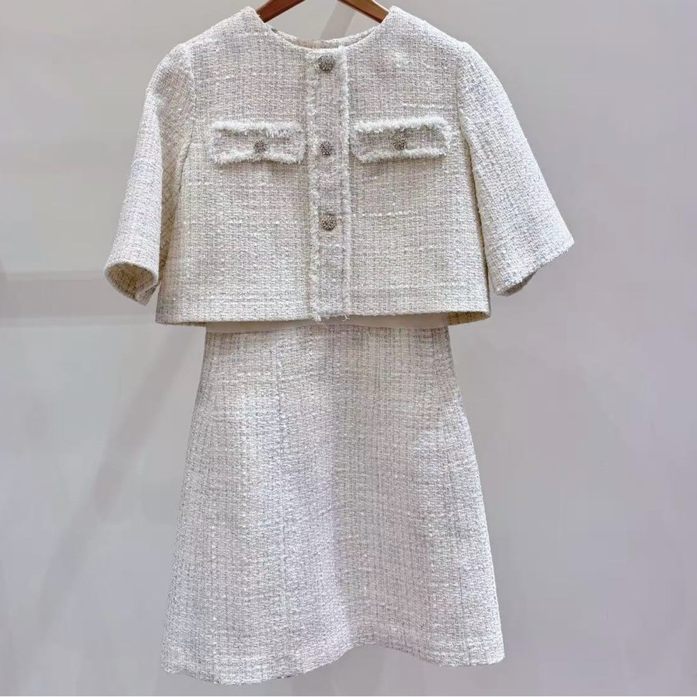 Maje Cream Tweed Midi Dress size 38/Medium